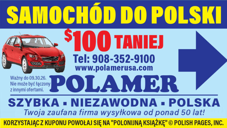 Kupon polamer transport samochodu do polski z usa