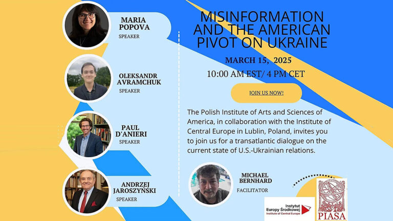 A webinar titled misinformation and the american pivot on ukraine kat