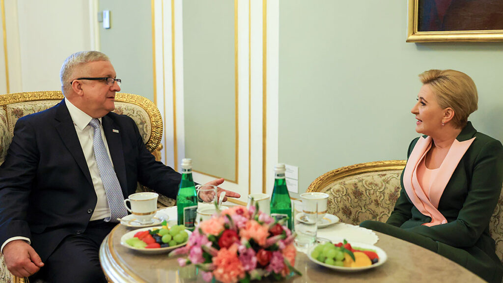 Agata kornhauser duda spotkala sie z bogdanem chmielewskim przewodniczacym polsko slowianskiej federalnej unii kredytowej kat