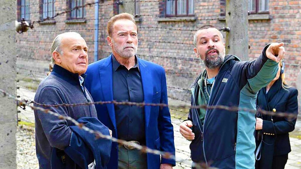 Arnold schwarzenegger in oswiecim german auschwitz extermination camp kat