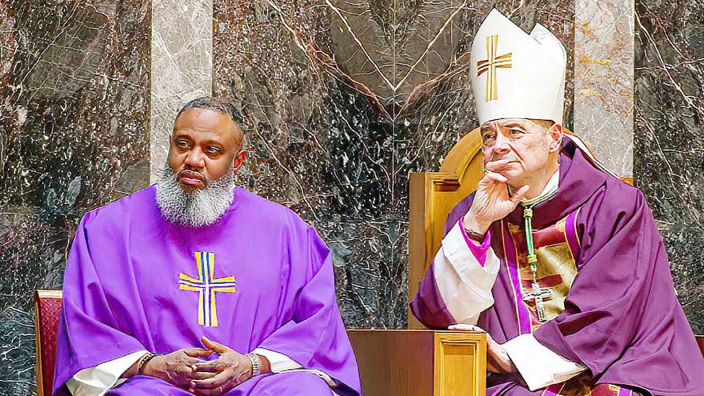 Bishop robert brennan celebrates mass in honor of black history month kat