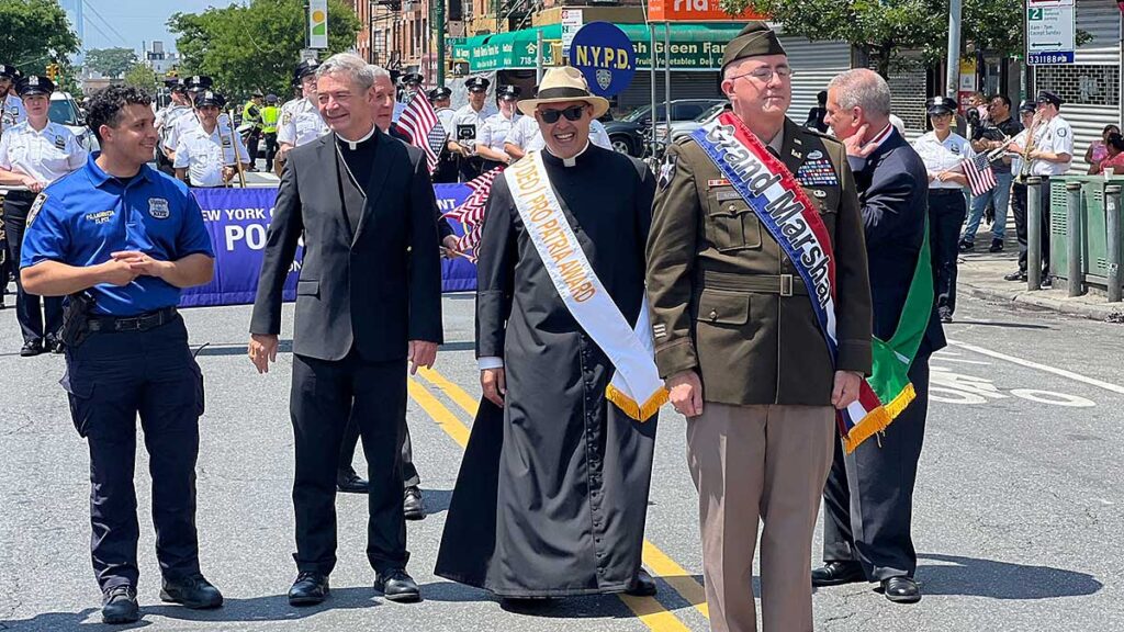 Bishop robert brennan joins the knights of columbus for the 116th annual brooklyn independence day parade kat
