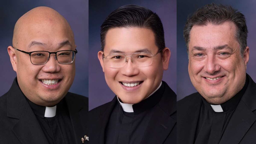 Bishop robert brennan to ordain his first three men as priests andrew tsui alexander olszewski dung vincent vu kat