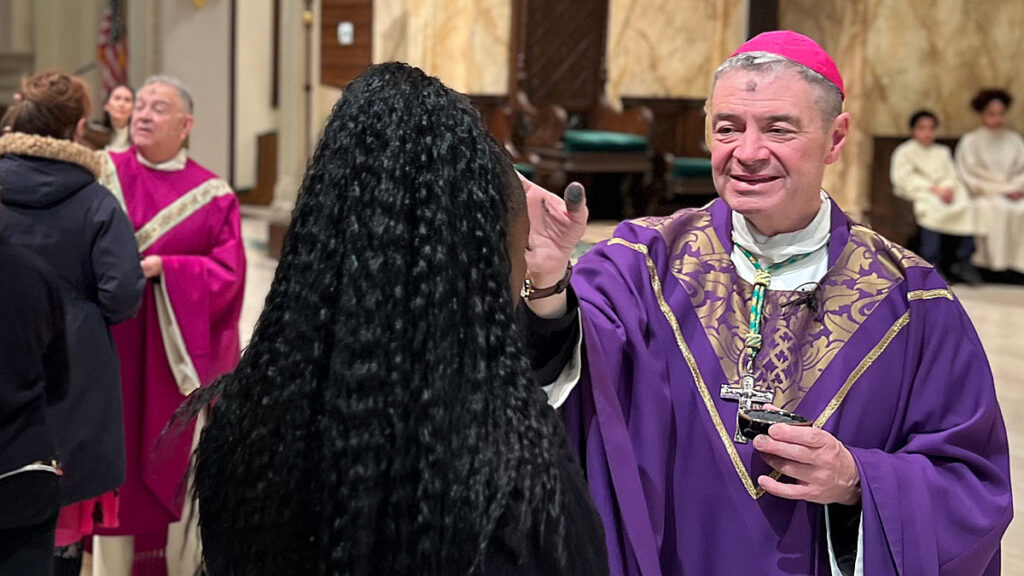 Bishop robert j brennan celebrated mass and distributed ashes on ash wednesday kat
