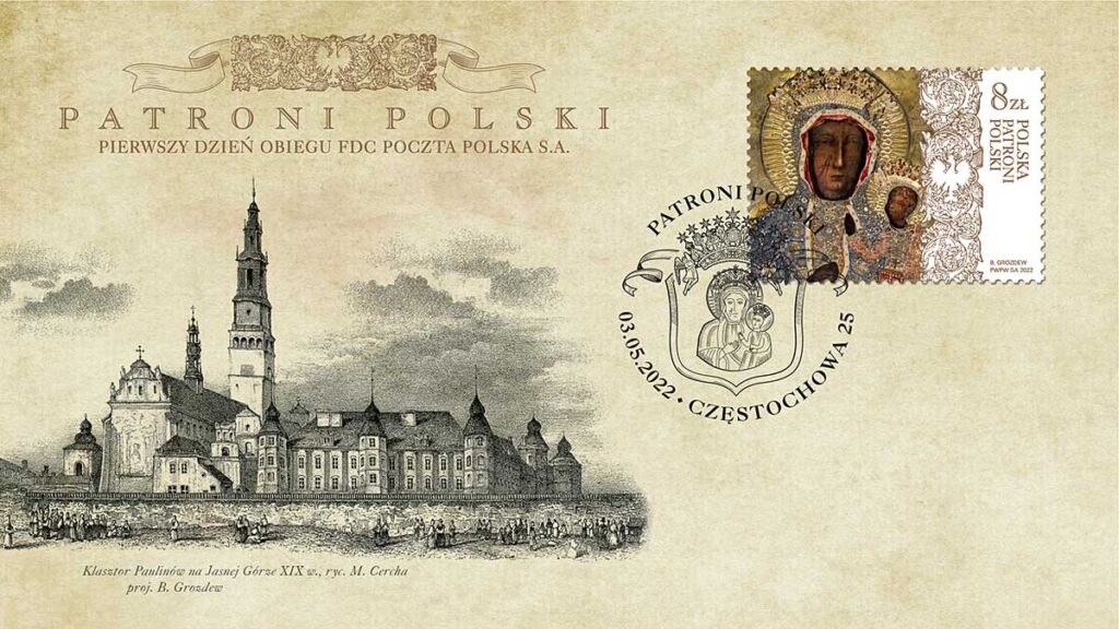Czestochowska ikona na znaczku pocztowym kat