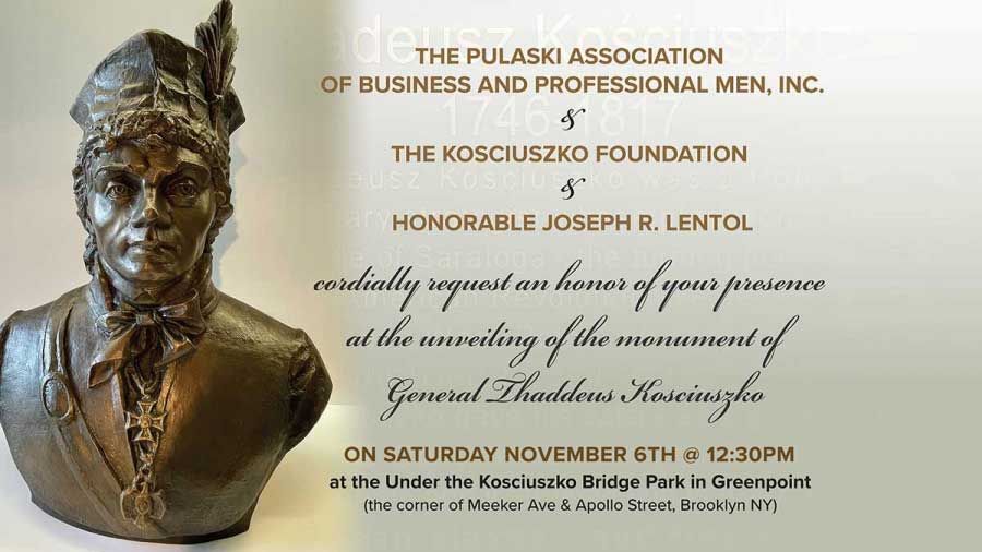 Invitation to unveiling general thaddeus kosciuszko monument in greenpoint ny saturday nov 6th kat