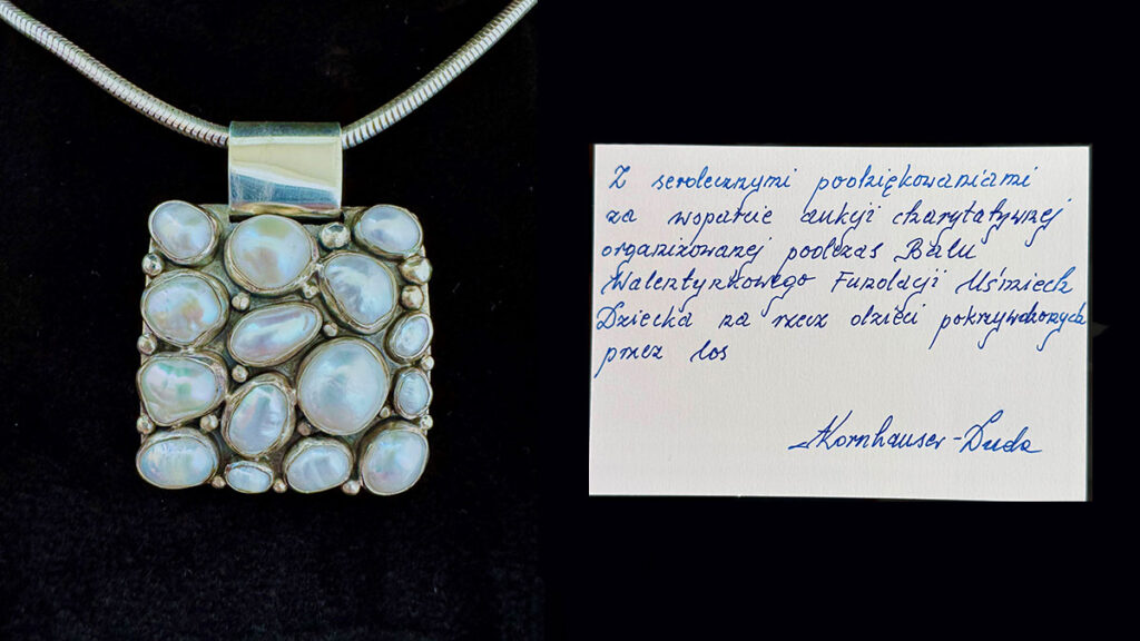 Kolia pierwszej damy rp agaty kornhauser dudy na aukcji w nowym jorku na balu walentynkowym w dniu 15 lutego kat