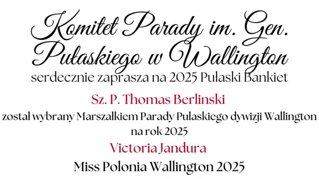 Komitet parady pulaskiego w wallington zaprasza na 2025 pulaski bankiet kat
