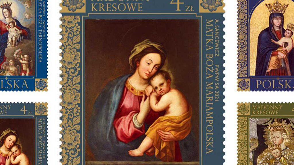 Madonny kresowe na serii znaczkow poczty polskiej kat
