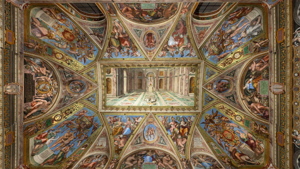 Muzea watykanskie prezentuja piekna sale konstantyna po renowacji kat