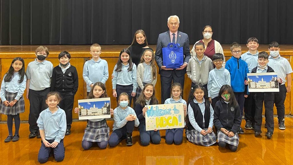 Notre dame catholic academy welcomes councilman robert holden as special guest teacher kat