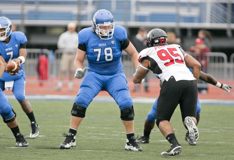 University at Buffalo football Matt Ostrowski. Photo by Paul Hokanson