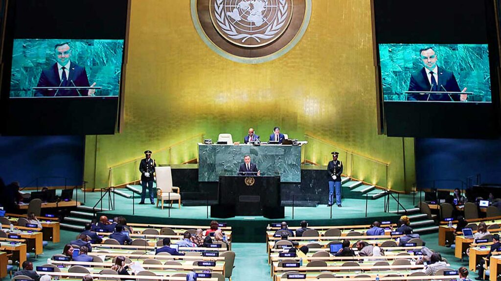 Prezydent andrzej duda przemawia na 76 sesji zo onz kat