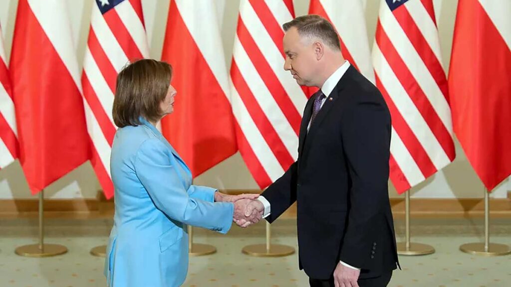 Prezydent rp andrzej duda przyjal przewodniczaca izby reprezentantow usa nancy pelosi kat
