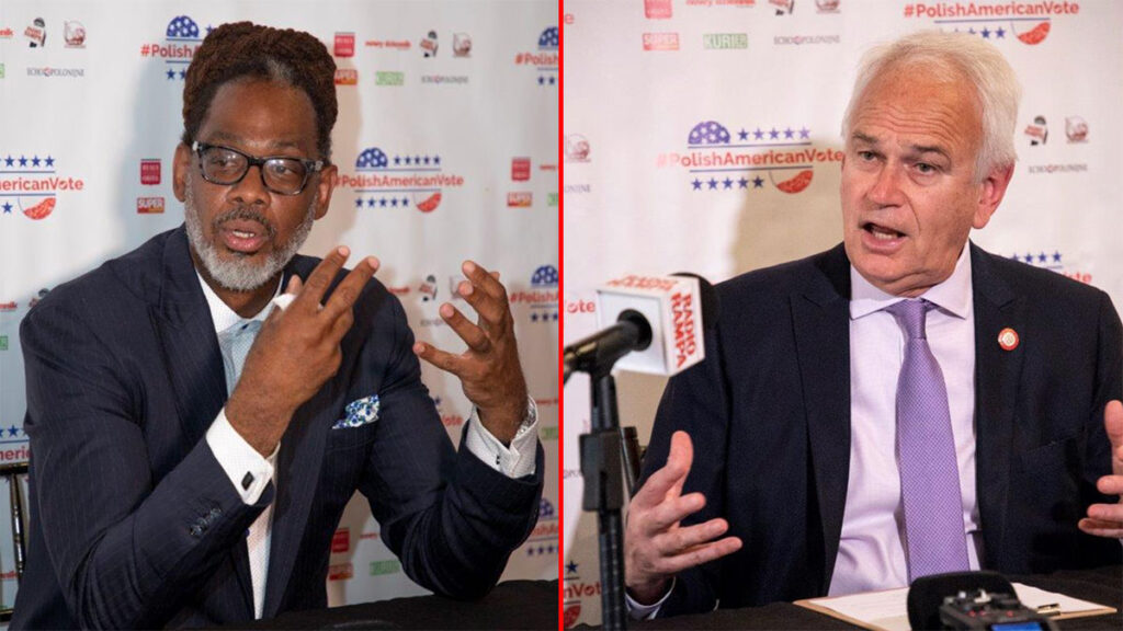 Robert e cornegy i robert holden na konferencji prasowej przed wyborami do wladz miejskich nowego jorku kat