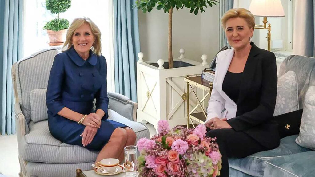 Spotkanie pierwszej damy rp agaty kornhauser dudy i pierwszej damy usa jill biden w bialym domu kat