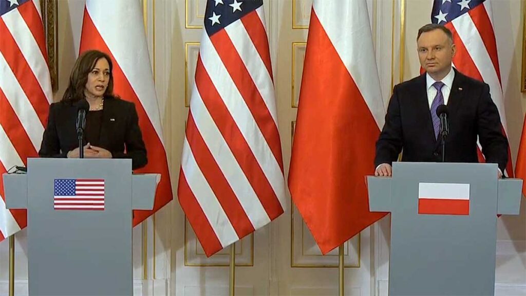 Spotkanie prezydenta rp andrzeja dudy i wiceprezydent usa kamali harris z przedstawicielami mediow kat