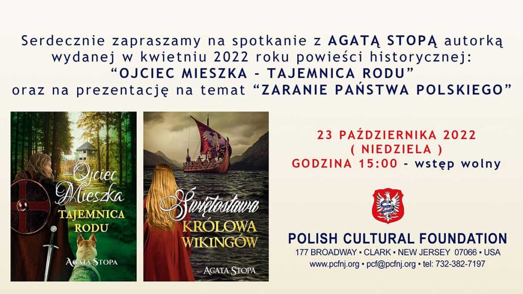 Spotkanie z agata stopa autorka powiesci ojciec mieszka tajemnica rodu i prezentacja zaranie panstwa polskiego clark kat