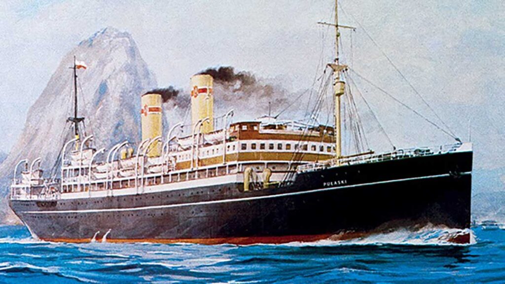 Ss polonia ss pulaski i ss kosciuszko transatlantyki na znaczkach pocztowych kat