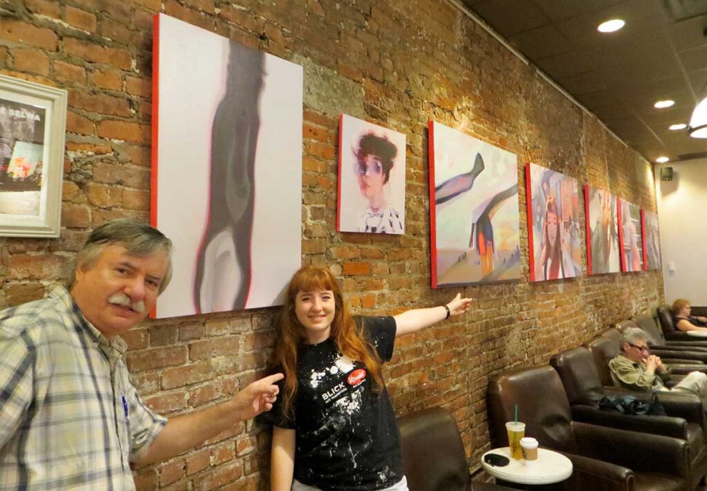 W kawiarni na greenpoincie wystawa malarstwa michelle selwa pink series kat 55