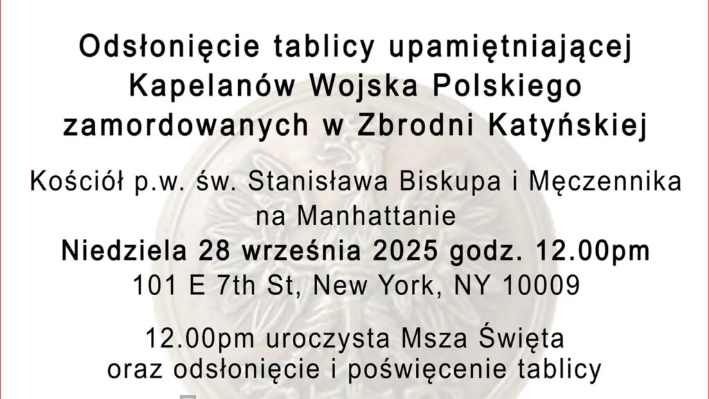 Odsloniecie tablicy upamietniajacej kapelanow wojska polskiego zamordowanych przez sowietow w 1940 roku w zbrodni katynskie kat