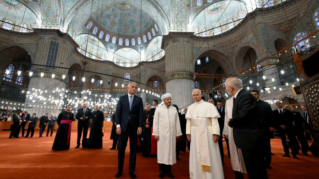 Pope blue mosque head