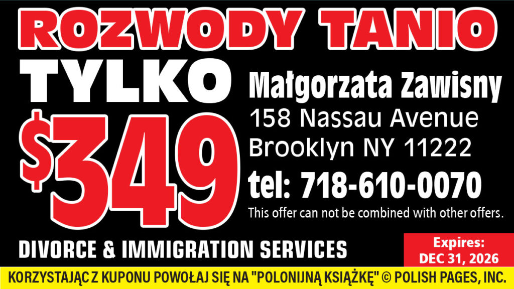 Kupon malgorzata zawisny rozwody imigracja brooklyn nowy jork
