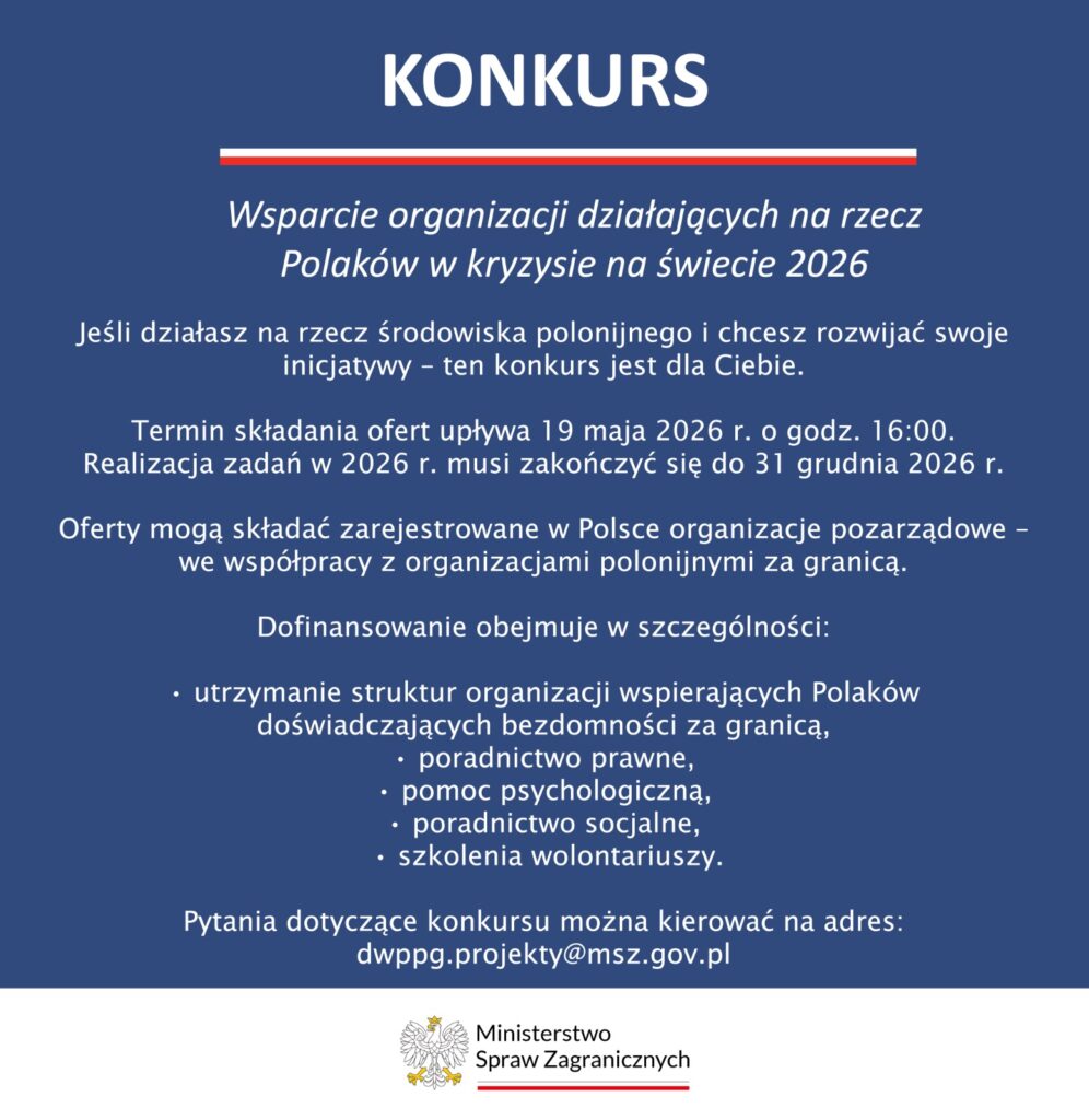 MSZ ogłosiło konkurs ofert dotyczących wsparcia Polonii i Polaków za granicą na świecie