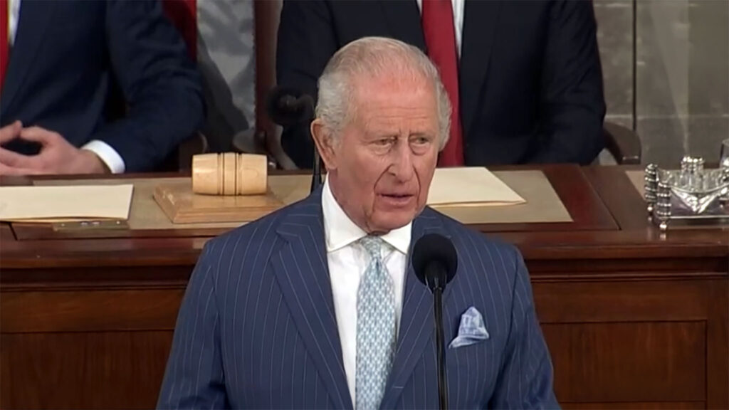 Król Karol III przemawia przed wspólnym posiedzeniem izb Kongresu USA, 28 kwietnia 2026 roku