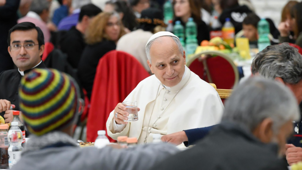 Pope dining poor day head