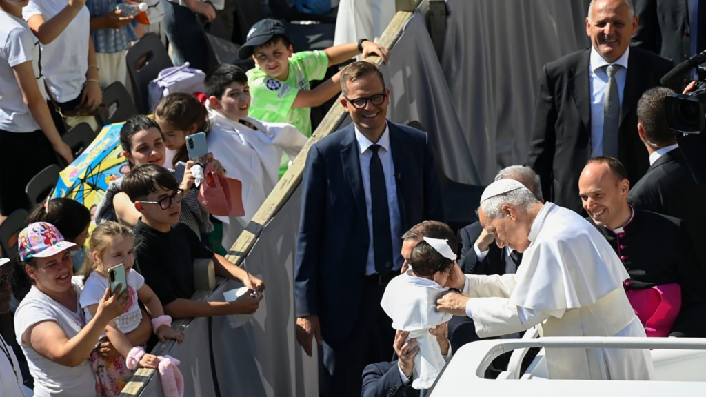 Pope poles vatican head