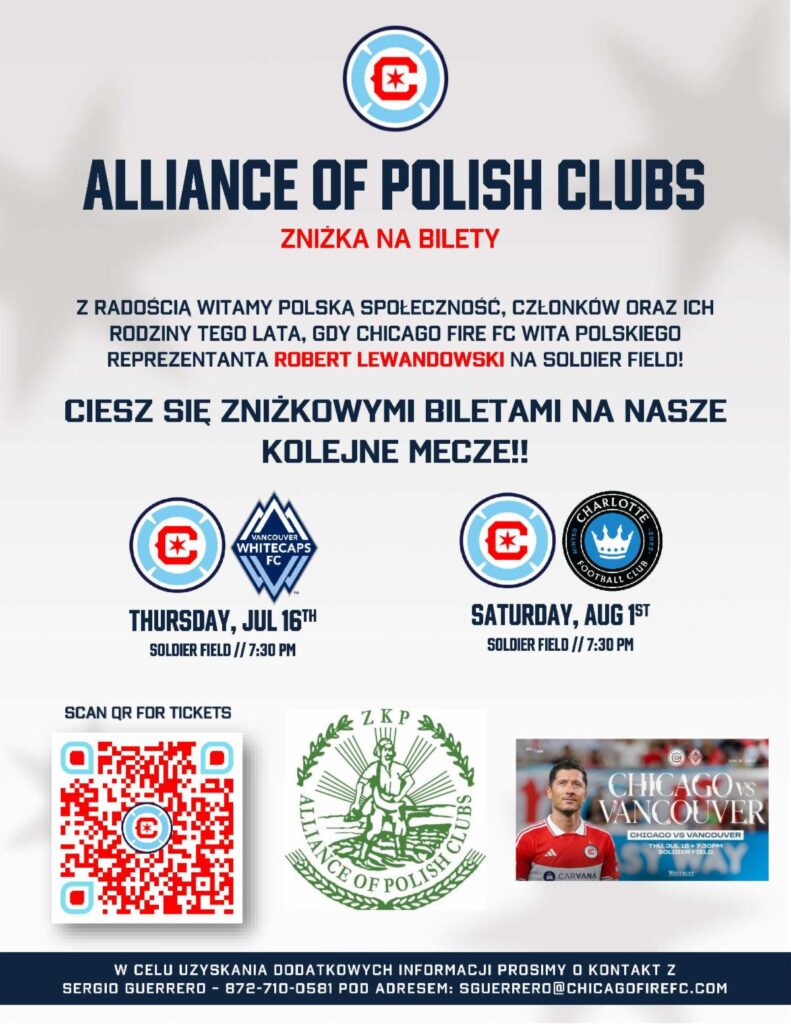 Zniżka na bilety na mecze Roberta Lewandowskiego w Chicago