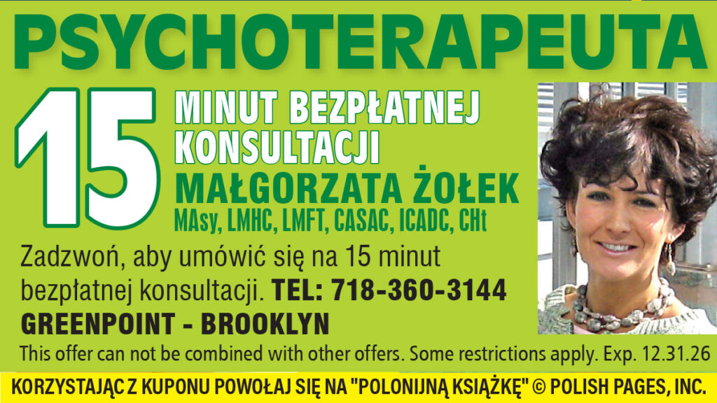 Kupon malgorzata zolek psychoterapeuta bezplatna konsultacja greenpoint brooklyn