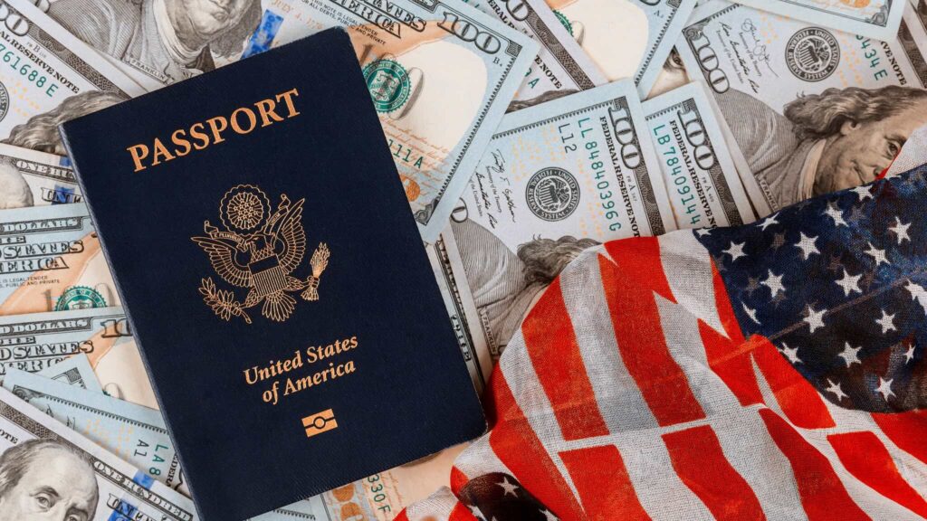American passport with flag and hundred dollar bil 2026 03 25 04 31 55 utc