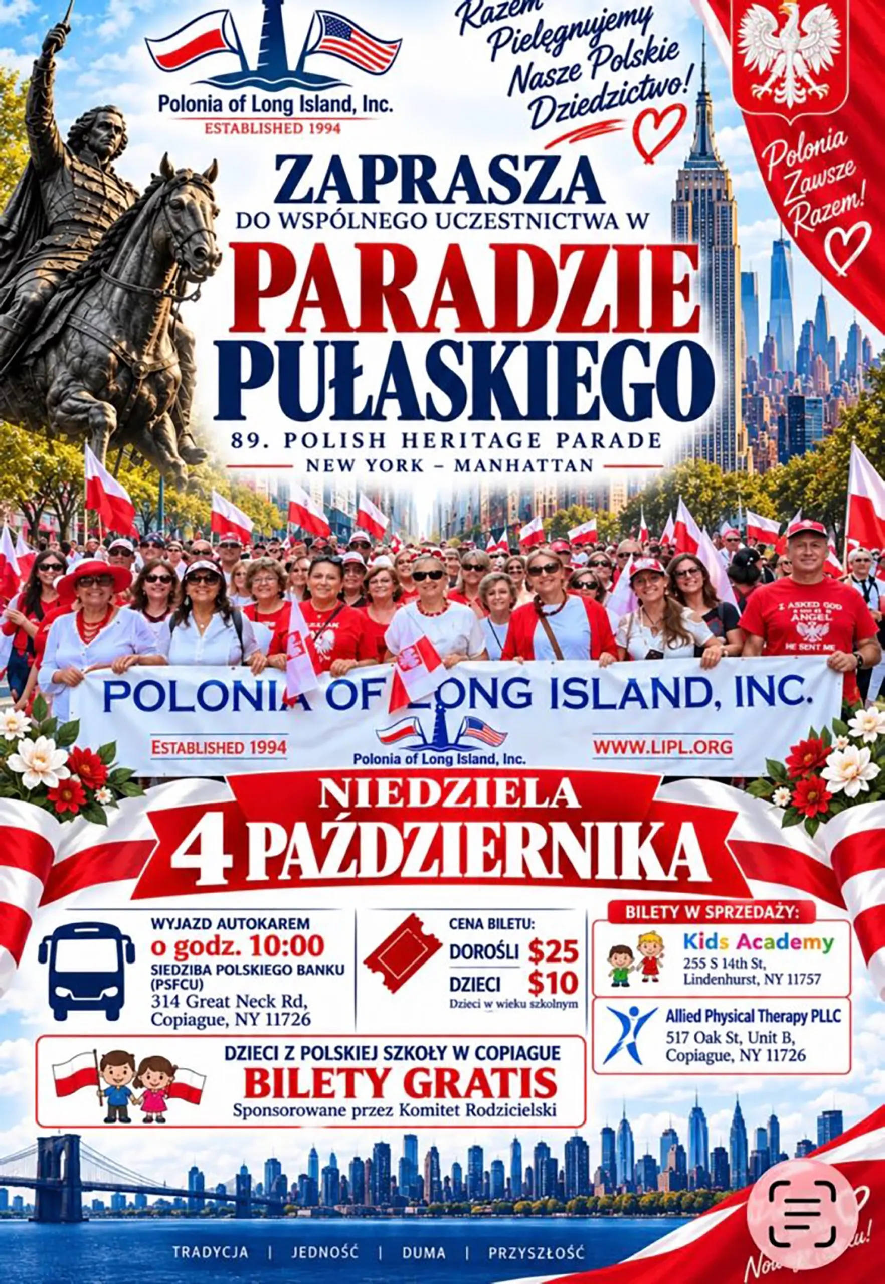 Polonia of Long Island Inc. zaprasza do wspolnego udzialu w 89. Paradzie Pulaskiego body