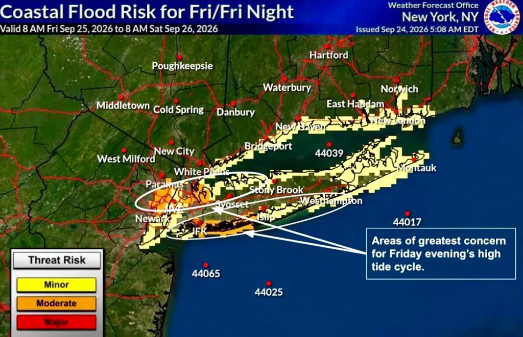 Coastal flood graphic NWS Thursday 9