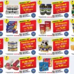 Piętnaście plansz promocyjnych sklepu Janosik Food Market w Linden, NJ — wędliny, nabiał, kawa i słodycze