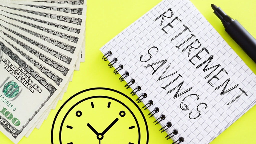 Retirement Savings notebook, clock and dollars – the pitfalls of annuities